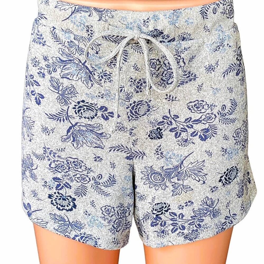 LUCKY BRAND Blue & Gray Floral Lounge Pajama Short Shorts ~ Women's Size MEDIUM